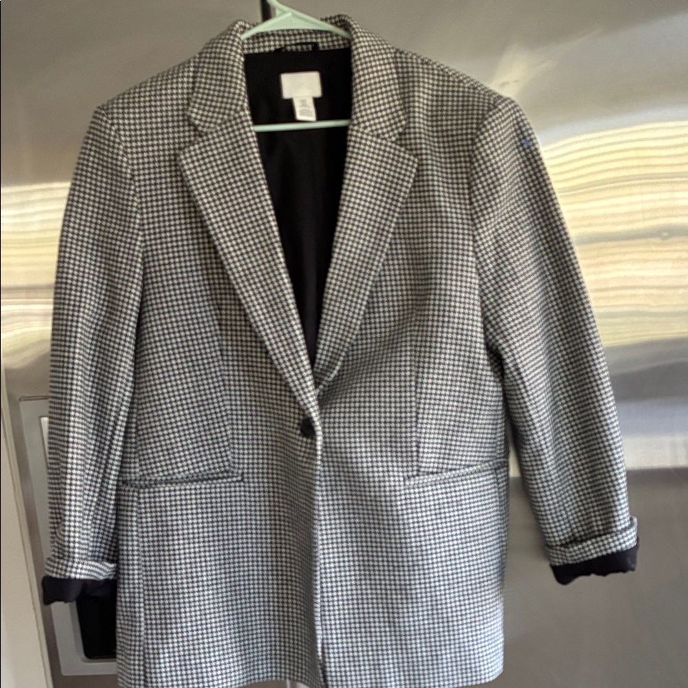 H&M Black and White Check Blazer